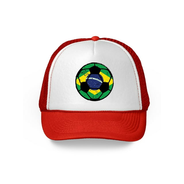 Awkward Styles Brazil Soccer Ball Hat Brazilian Soccer Trucker Hat Brazil 2018 Baseball Cap Brazil Trucker Hats for Men and Women Hat Gifts from Brazil Brazilian Baseball Hats Brazilian Flag Hat