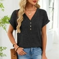 thumbnail image 6 of Women Blouses Plus Size Sawvnm Women‘s Casual Fashion Solid Color Summer V-Neck Short Sleeve Blouses Shirts Top Blouses for Women Black XL, 6 of 9