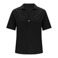 thumbnail image 6 of RMGVDSD Womens Blouses Summer Plain Solid Color Collar V Neck Henley Shirts Short Sleeve Loose Fit Casual Blouse Tops for Woman, 6 of 6