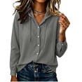 thumbnail image 5 of VBVC Women's Cotton Linen Button Down Shirts , Ladies' Long Sleeve Hooded Tops , Casual Drawstring Hoodies For Women, M-2XL, 5 of 9