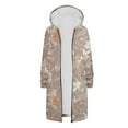 thumbnail image 6 of Hueook Boho Tops for Women Winter Casual Zipper Long Sleeve Pocket Hooded Mid-Length Printed Jacket Khaki S, 6 of 8