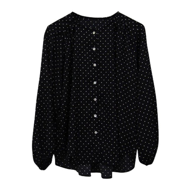 Camisa de punto redondo para mujer, manga larga, cuello en V, botones, ajuste holgado, blusa ligera para oficina