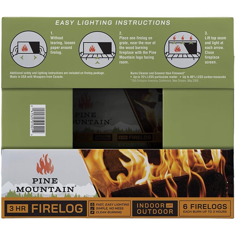 Pine Mountain Classic Traditional 3-Hour, 6 Logs Long Burning Firelog for  Campfire, Fireplace, Fire Pit, Indoor and Outdoor Use, time, 6 Piece -  Walmart.com