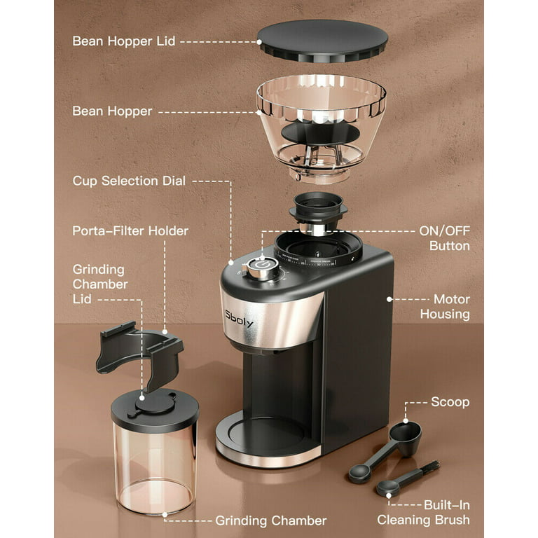 Electric Burr Coffee Grinder,Portable Single Serve Coffee Maker with  Insulated T