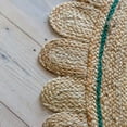 thumbnail image 3 of Scalloped Oval Jute Area Rug , Reversible Eco-Friendly Boho Rug for Living Room, Bedroom, Dining Room, Entryway, Kitchen, Green Border Inside, 2 X 10 FT, 3 of 3
