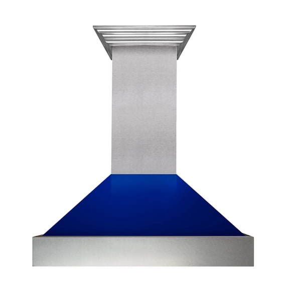 36" DuraSnow Stainless Steel Range Hood with Blue Gloss Shell (8654BG-36)
