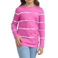 thumbnail image 3 of Langwyqu Girls Casual Long Sleeve T Shirts Striped Tunic Tops Size 4-15 Years, 3 of 5