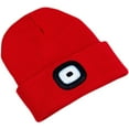 thumbnail image 5 of LED Beanie Hat with Headlamp, Unisex 4 LED Knitted Cap Flashlight Head Lights Hat Women Men Winter Gift (Red), 5 of 7