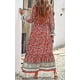 thumbnail image 4 of Vestido maxi de manga larga para mujer - Cuello en V Casual Botón abajo Estampado floral bohemio Vestidos largos de otoño Ormromra, 4 of 6