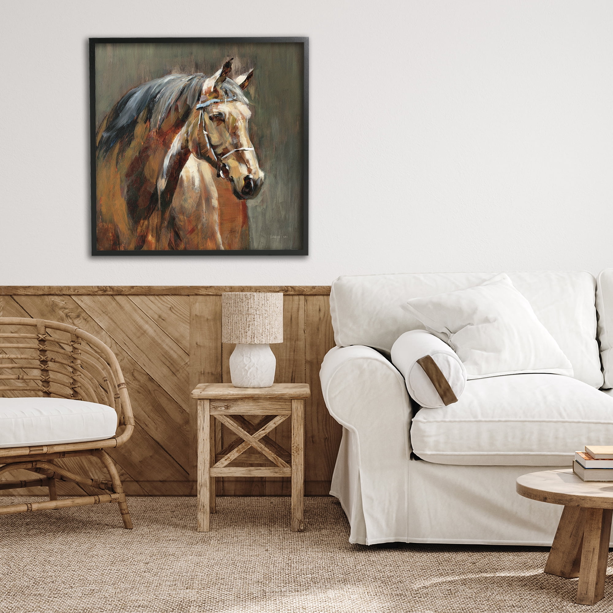 Stupell Industries Horse in Stable at Dusk Black Framed Giclee Art, design by Danhui Nai