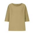 thumbnail image 4 of Fznquz Womens Tops Casual Tunic 3/4 Sleeve Yellow Shirts Soft Plus Crew Neck Womens Blouses, 4 of 6