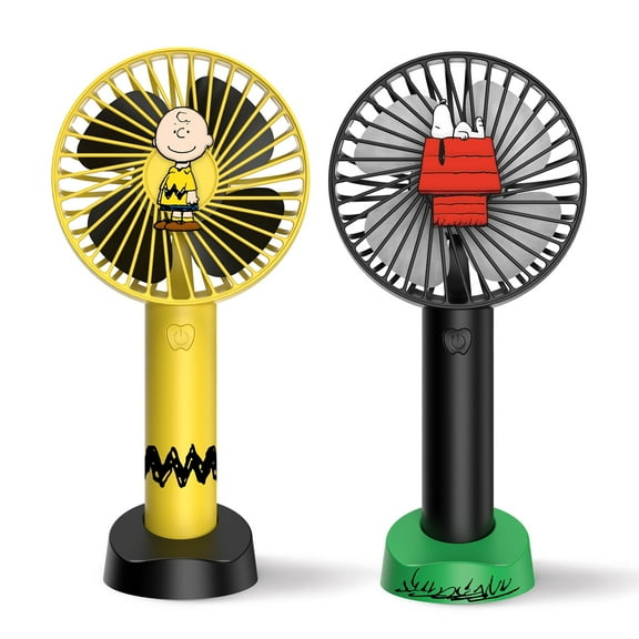 Peanuts  2 Pack Portable Fans - Stay Cool in Style - Black and Yellow