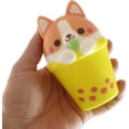thumbnail image 7 of Set of 3 Random - 4" Animal Drinking Bubble Drink Cute Micro Slow Rise Squishy Toys - Memory Foam Party Favors, Prizes, OT Cow, Alpaca, Cat, Corgi, Bear, Unicorn, 7 of 7