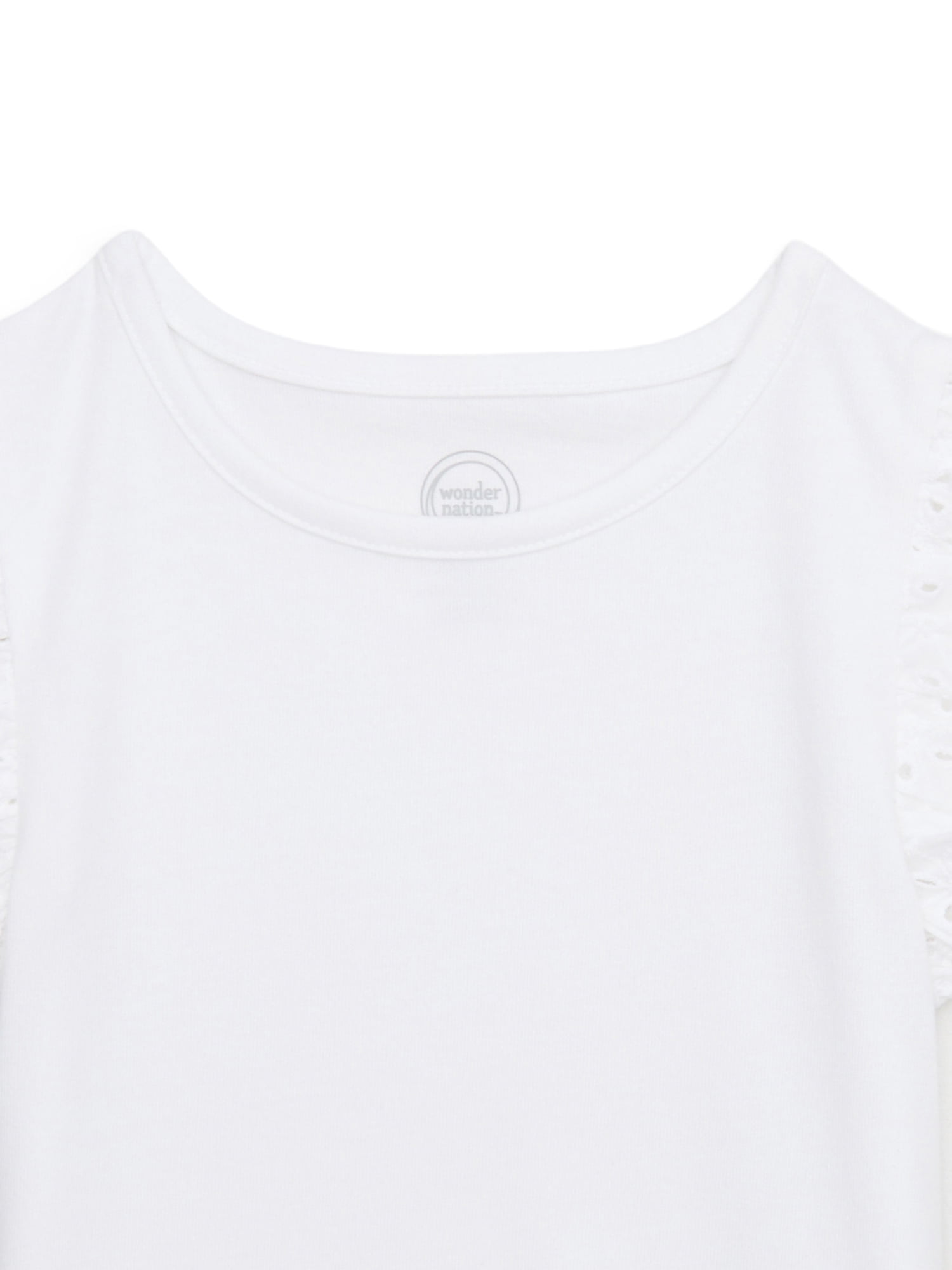 Wonder Nation Girls Eyelet Sleeve Top, Sizes 4-18 & Plus