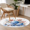 thumbnail image 5 of Round Area Rug 3ft, Blue Easter Egg Watercolor Flower Rose Non-Shedding Washable Area Rug, Spring Floral Leaves Non Slip Low-Profile Circle Rugs for Living Room, Bedroom Dining Room, 5 of 9