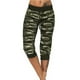 thumbnail image 2 of Mujeres casual recortada Pantalones camuflaje imprimir cordón medio cintura cómodo para deportes vacaciones OD verde XL, 2 of 6