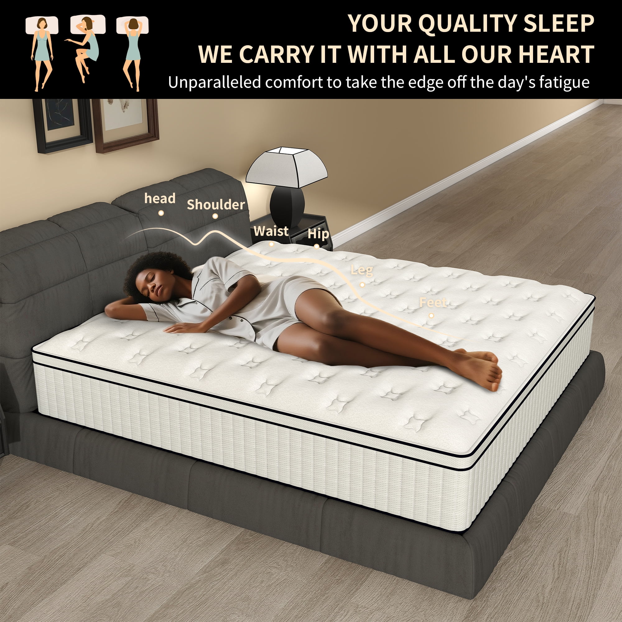 DalisTairy 14 inch Twin Size Medium Firm Hybrid Mattress Thickness Bed In A Box