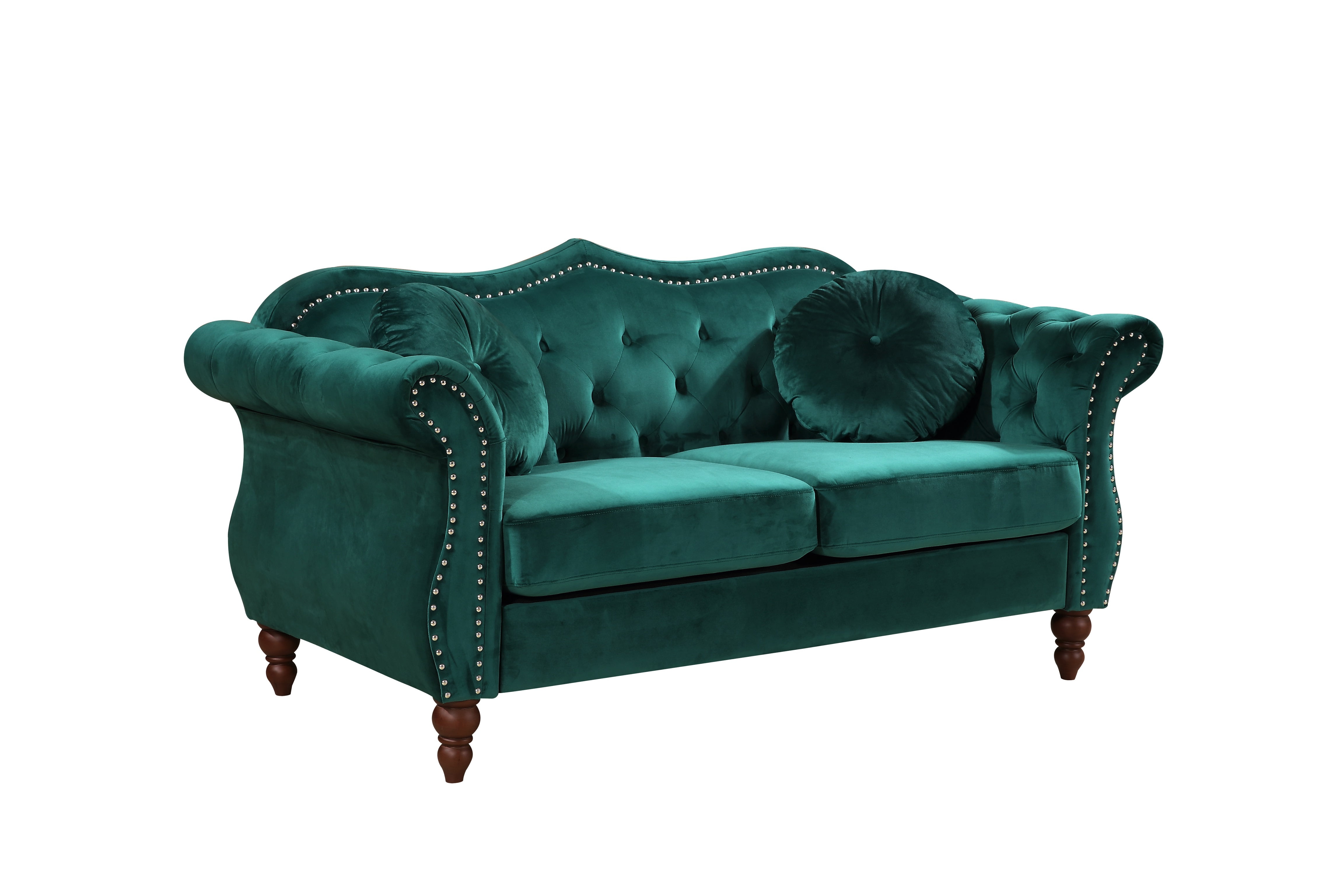 Uspridefurniture Wymore 2Pcs Velvet Living Room Set,Green