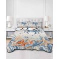 thumbnail image 2 of Quilts Twin-XL Size Bedding Set, Crab Coastal Lightweight Quilted Comforter, Summer Beach Coral Starfish Blue Grey Soft Reversible Bedspread Coverlet with Pillow Covers for All Season, 68" x 98", 2 of 7