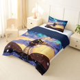 thumbnail image 3 of Castle Fairy Snowy Train Twin Comforter Sets 3-Piece for Children, Open Book Bedding Set for Bedroom, Gold and Blue,Navy Blue Reversible, 3 of 6