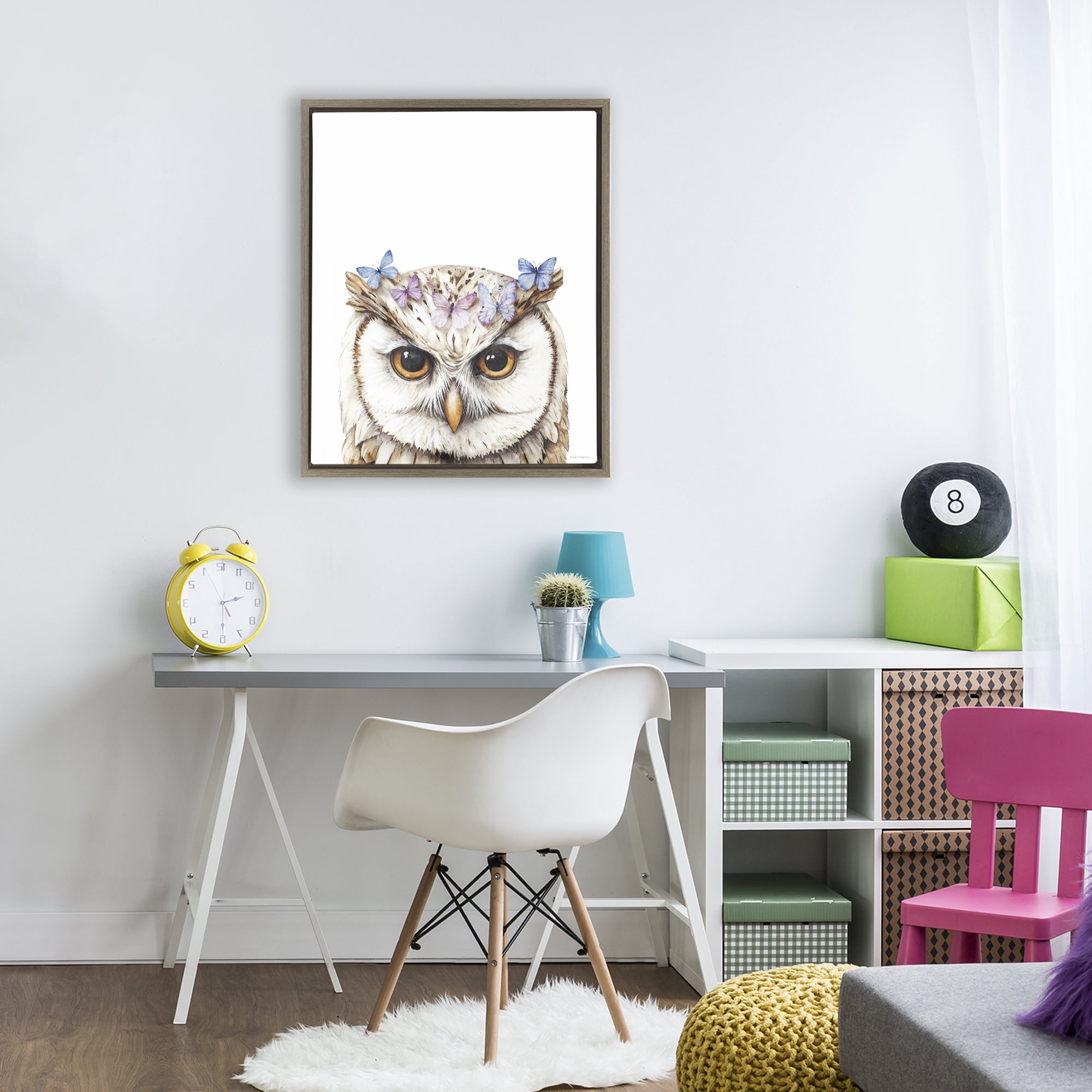 Stupell Industries Owl & Butterfly Wings Brown Framed Floater Canvas Wall Art, design by Svetlana Aleynikova