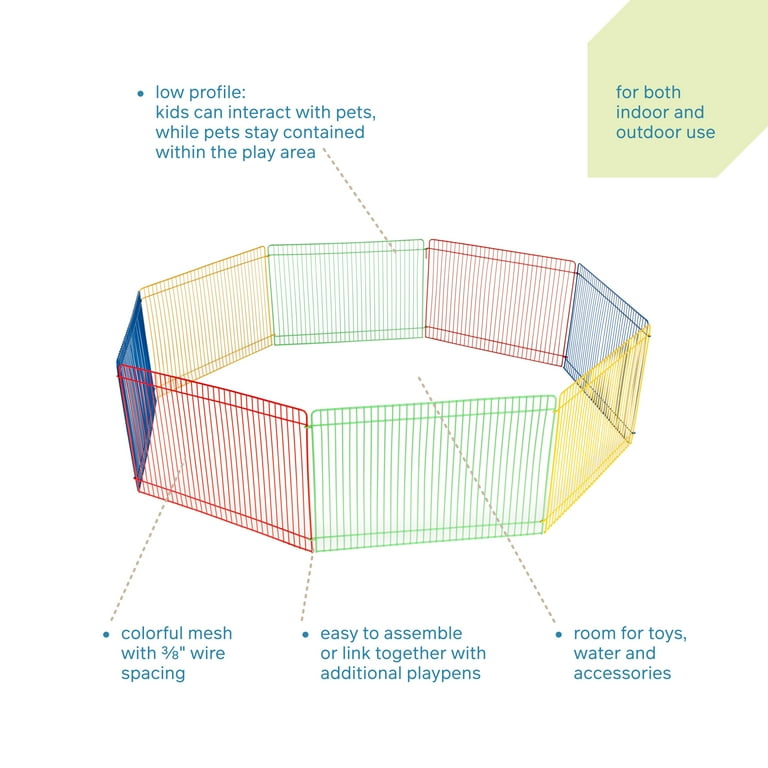 Prevue Pet Products Multi-Color 8-Panel Small Animal Pet Playpen
