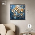 thumbnail image 5 of Golden Flora on Azure Canvas Elegant Floral Art by Art Remedy, Black Frame, 30" x 30", 5 of 7