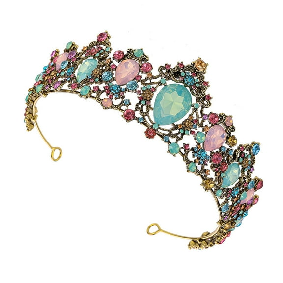 Raindrops Elegant Multi-Color Women's Tiara Retro Style Crown Handmade Zinc Alloy Decor for Bridal and Special Events
