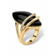 thumbnail image 3 of PalmBeach Jewelry .16 TCW Genuine Onyx and Cubic Zirconia Ring Marquise Ring 18k Gold-Plated, 3 of 6