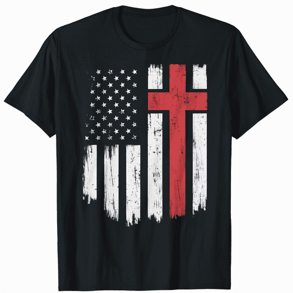 American Flag Cross T-Shirt Stylish and Comfortable Casual Wear Tee