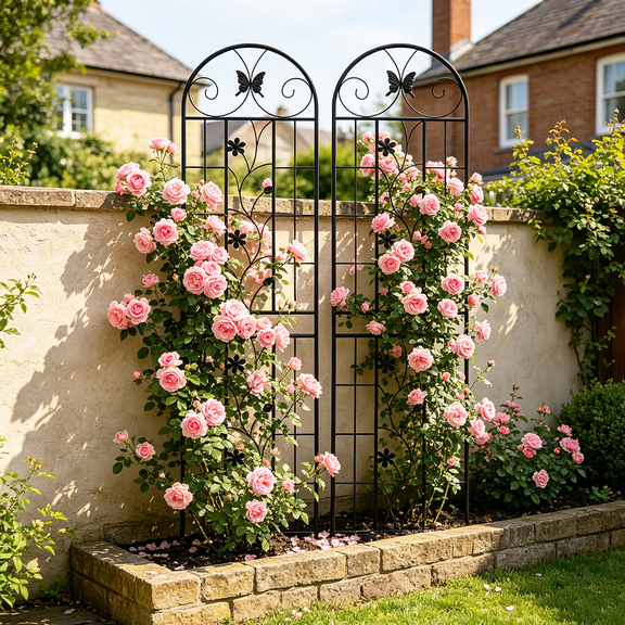 2 Pack Metal Garden Trellis 86.7" x 19.7" Rustproof Trellis for Climbing Plants Outdoor Flower Support Black