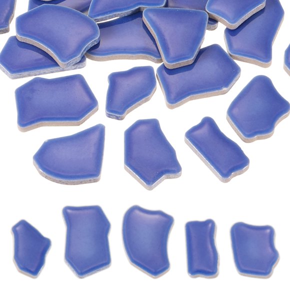 Uxcell 500g/1.1LB Irregular Ceramics Mosaic Tiles, 0.79"-1.57" Mosaic Stained Tile Broken Porcelain Pieces Stones Bulk for DIY Craft Making Vases Home Decoration, Dark Blue