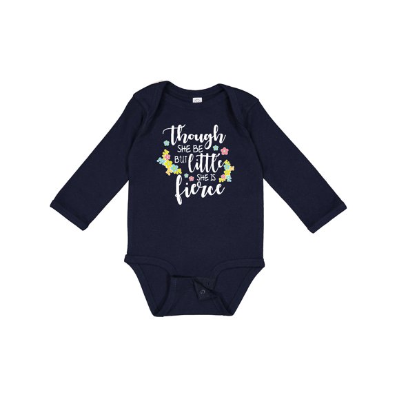 Inktastic Though She Be but Little She is Fierce Shakespeare Girls Long Sleeve Baby Bodysuit
