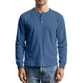 thumbnail image 2 of QHRMKOG Long Sleeve Henley Shirts for Men Classic Fit Thermal Basic Color Shirt Casual T-Shirt Fashion Pullover Top Blue S, 2 of 9