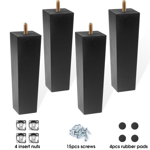 BCOOSS Wooden Furniture Legs for Sofa Square Couch Legs with Floor