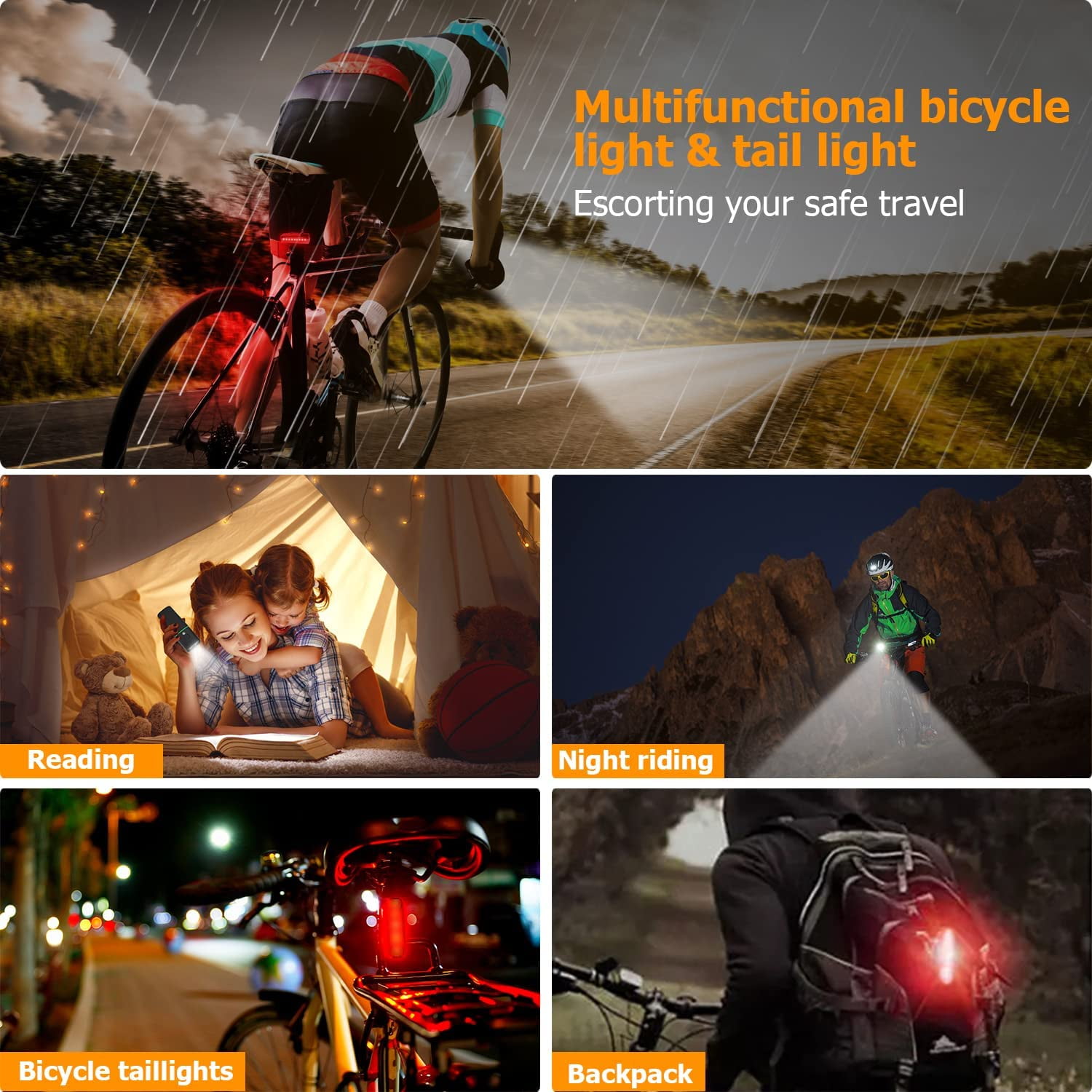 EBUYFIRE 1000 Lumen Bike Light Set USB Rechargeable Bicycle Light