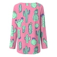 thumbnail image 3 of CLOOCL Women T-Shirt Cartoon Cactus Printed Oversized Tee Shirts Long Sleeves Lovely Tops, 3 of 6
