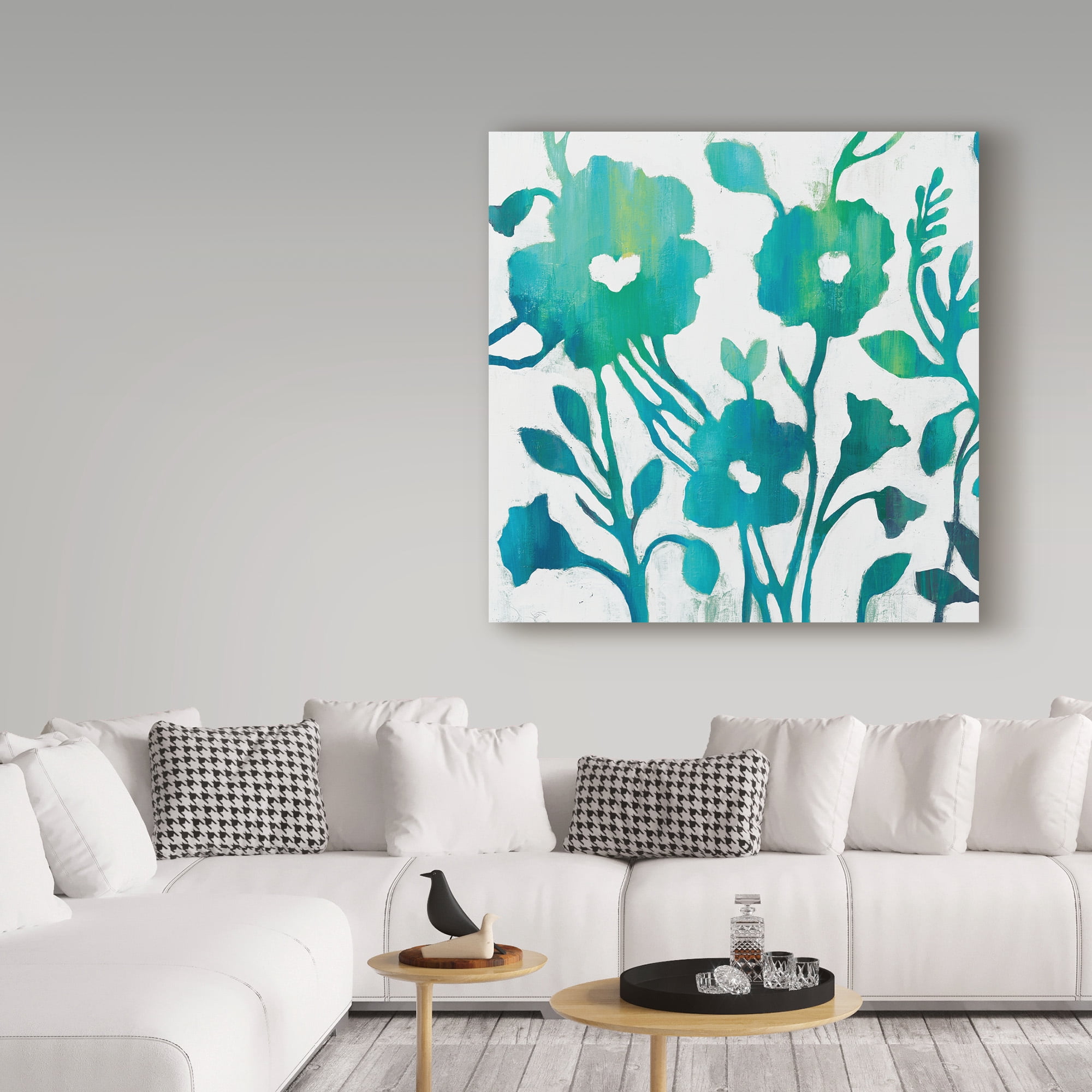 Trademark Fine Art 'Teal Trio IV on White' Canvas Art by Silvia Vassileva