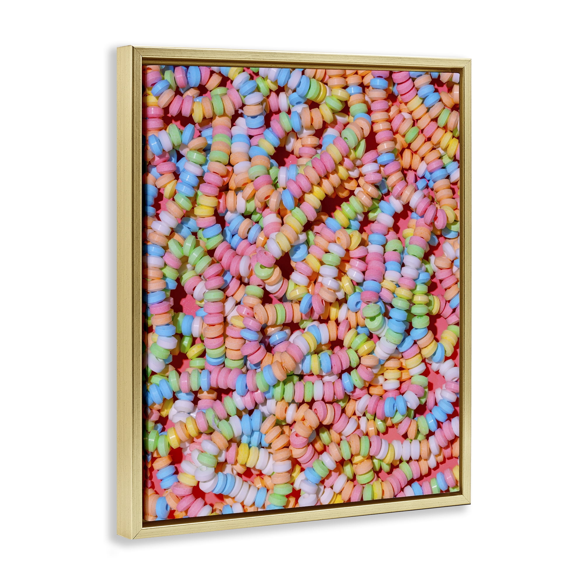 Stupell Industries Pastel Candy Necklace Gold Framed Floater Canvas Wall Art, design by LISH Creative