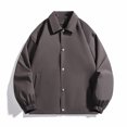 thumbnail image 4 of MKLEKYY Men's Fall Jackets Men's Autumn Jacket Solid Colour Loose Fit Casual Style with Pockets Lapel Jacket, 4 of 4