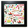 thumbnail image 1 of China linterna Panda bambu Mesa de pared con marco cuadrado negro, 1 of 4