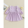 thumbnail image 4 of CIYCuIT Toddler Baby Girl Sweet A-line Dress Solid Color Ruffled Lace Patchwork Long Sleeve Princess Dress Infant Casual Daily Clothes 6 Months-3 Years, 4 of 8