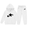 thumbnail image 4 of BLVB Girls Boys 2 Piece Tracksuit Sweatsuits Sets Star Print Hooded Sweatshirt and Jogger Sweatpants Clothing Sets for Toddler Kids, 4 of 5
