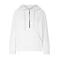 thumbnail image 4 of QUYUON Half Zip Sweatshirts Women Quarter Zip Up Pullover Sweaters Casual Long Sleeve Drawstring Hooded Sweatshirt with Pockets Ladies Fall Sweatshirts Tops Winter Clothes Sweatshirts White XXL, 4 of 5