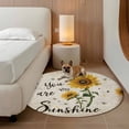 thumbnail image 2 of Vintage Sunflowers Round Area Rug 5Ft Washable Circle Rugs for Living Room Bedroom, Spring Summer Retro Bees Yellow Floral Non-Slip Carpet Floor Mats Indoor Outdoor Carpet Runner Aesthetic Home Decor, 2 of 8