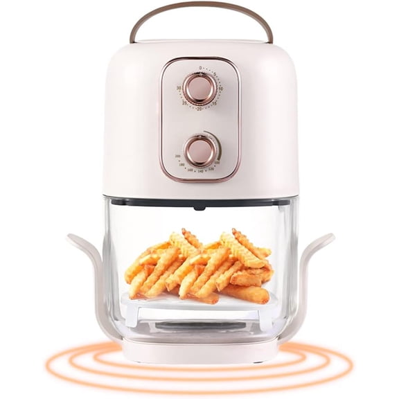 2.5Qt 360 Visible Glass Air Fryer, No-Coating-Safe, See Through Cooking Window, Compact Healthy Oil-Free Oven for Apartments, Dorms & Singles, Easy Clean Dishwasher Safe