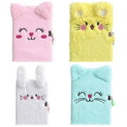 Angle View: SANUME Plush Cartoon Cat Cute Diary Notebook Notepad With Lock Codebook
