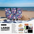 thumbnail image 5 of Qekee mushroom Skull rainbow color Beach Bag for Women Oversized beach tote Camping Bag with Zipper Pockets Swimming Bag Gym Bag, Waterproof for Vacation Travel, 5 of 7