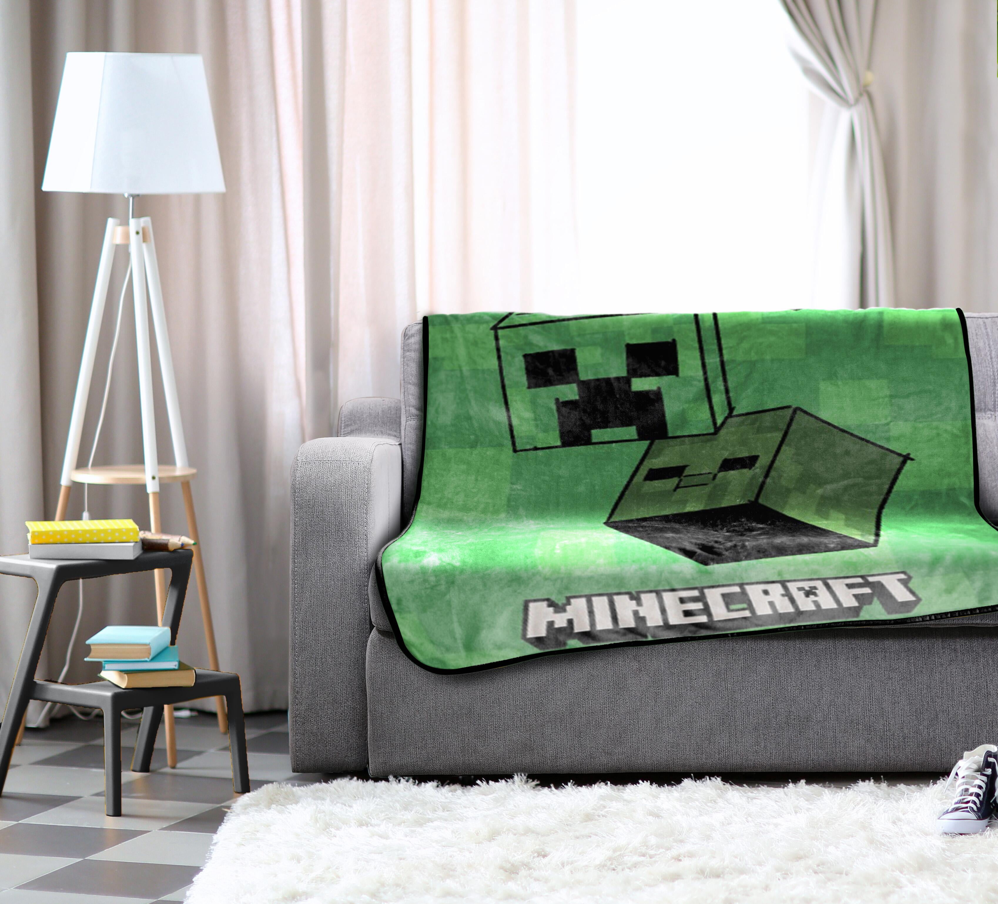 Minecraft Rising Mobs 46" x 60" Coral Fleece Throw Blanket, Polyester, Green, Mojang