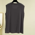 thumbnail image 5 of Mrat Sleep Tank Tops Women's Solid Color Round Neck Sleeveless Thin Oversized Base Shirt Casual Versatile Tops Cotton Tank Tops for Women S-265 Gray L, 5 of 5